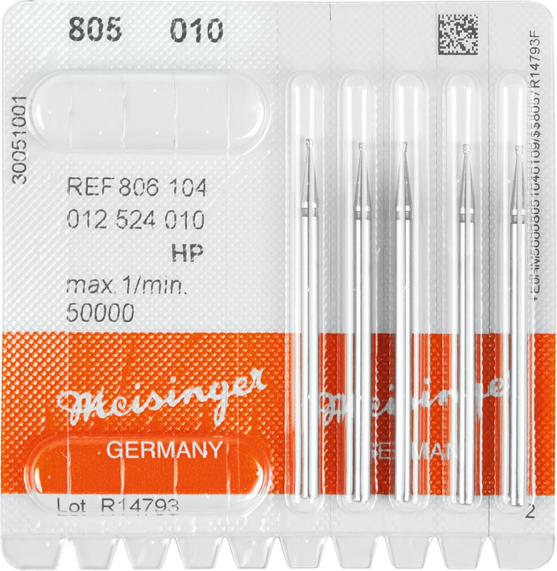 Packung 5 Stück blau mittel, HP, Figur 012 umgek. Kegel, Kante scharf, 1 mm, ISO 010 Packung 5 Stück blau mittel, HP, Figur 012 umgek. Kegel, Kante scharf, 1 mm, ISO 010