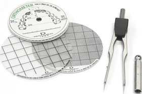 Set 1 Orthometer, 1 Scheibe 1 mm, 1 Scheibe 1 cm, 1 Zirkel