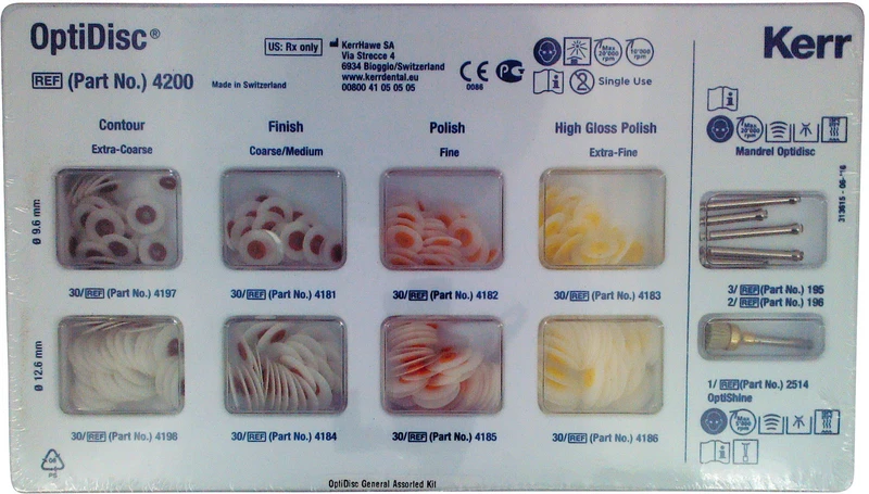 Komplett Sortimentskit 240 St. sortiert Ø 9,6 mm & Ø 12,6 mm, 5 Mandrelle, 1 OptiShine
