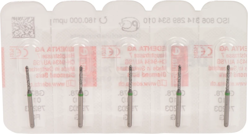 Packung 5 Stück grün grob, FG, Figur 289 Torpedo zylindrisch, 8 mm, ISO 010