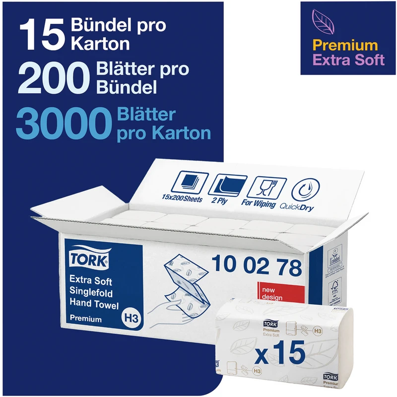 Karton 15 x 200 Stück 2-lagig, extra weich, 23 x 22,6 cm, hochweiß Karton 15 x 200 Stück 2-lagig, extra weich, 23 x 22,6 cm, hochweiß