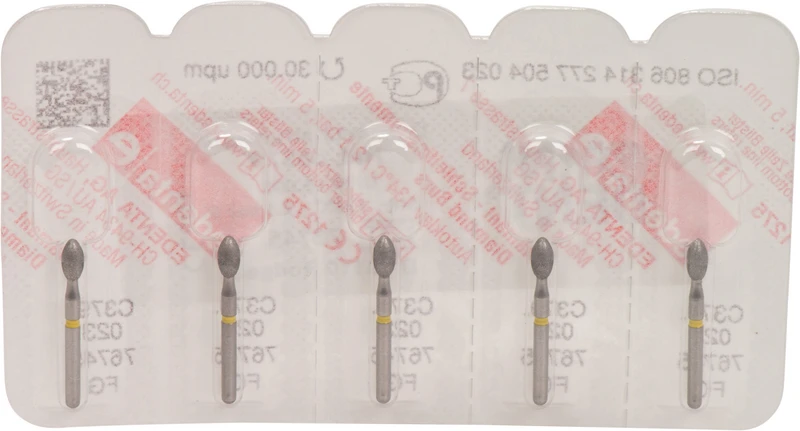 Packung 5 Stück gelb superfein, FG, Figur 257 Knospe, 3,5 mm, ISO 016 Packung 5 Stück gelb superfein, FG, Figur 257 Knospe, 3,5 mm, ISO 016