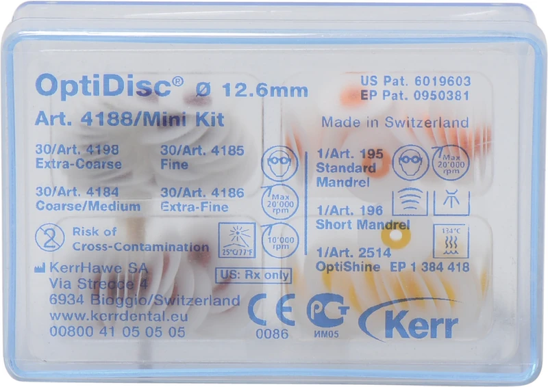 Mini-Kit 120 Stück sortiert, Ø 12,5 mm, 5 Mandrelle, 1 OptiShine