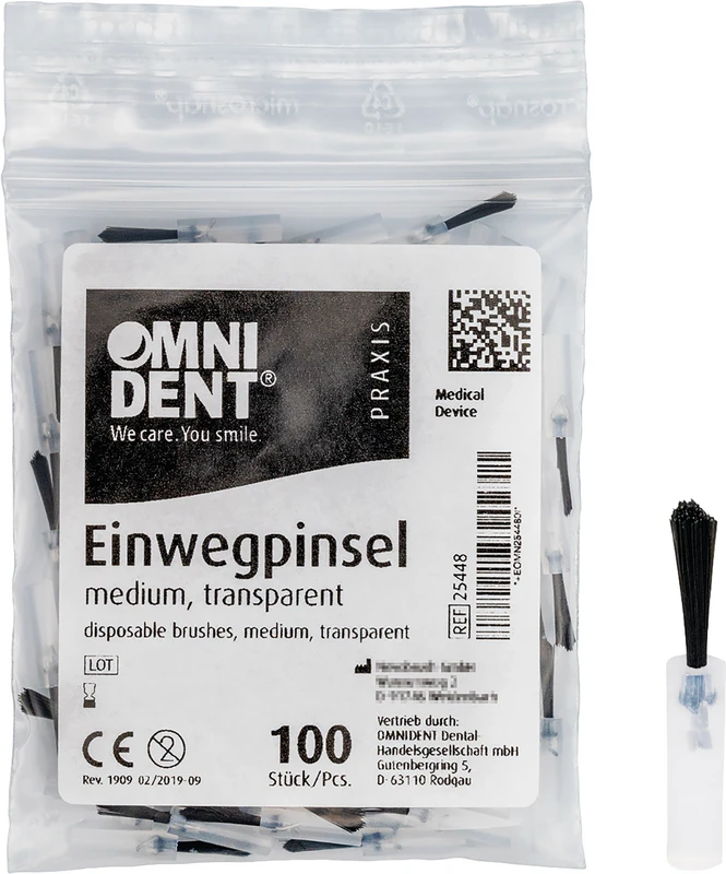 Packung 100 Stück transparent, Haar schwarz und lang, mittel