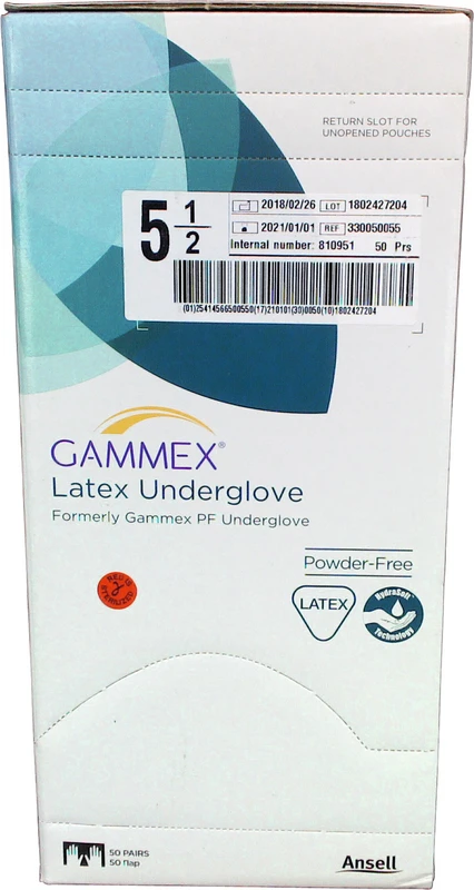 Packung 50 Paar puderfrei, grün, Größe 5,5