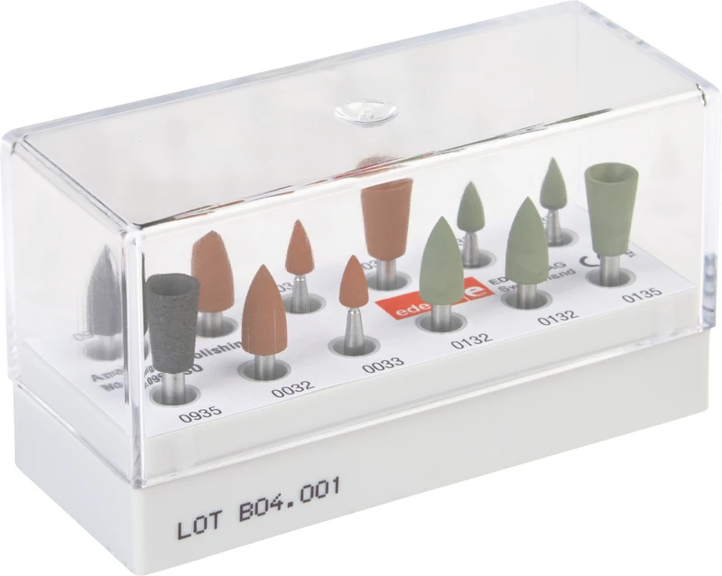 Set 2 Reducer (2 x schwarz) 10 Polierer (5 x braun, 5 x grün) Set 2 Reducer (2 x schwarz) 10 Polierer (5 x braun, 5 x grün)