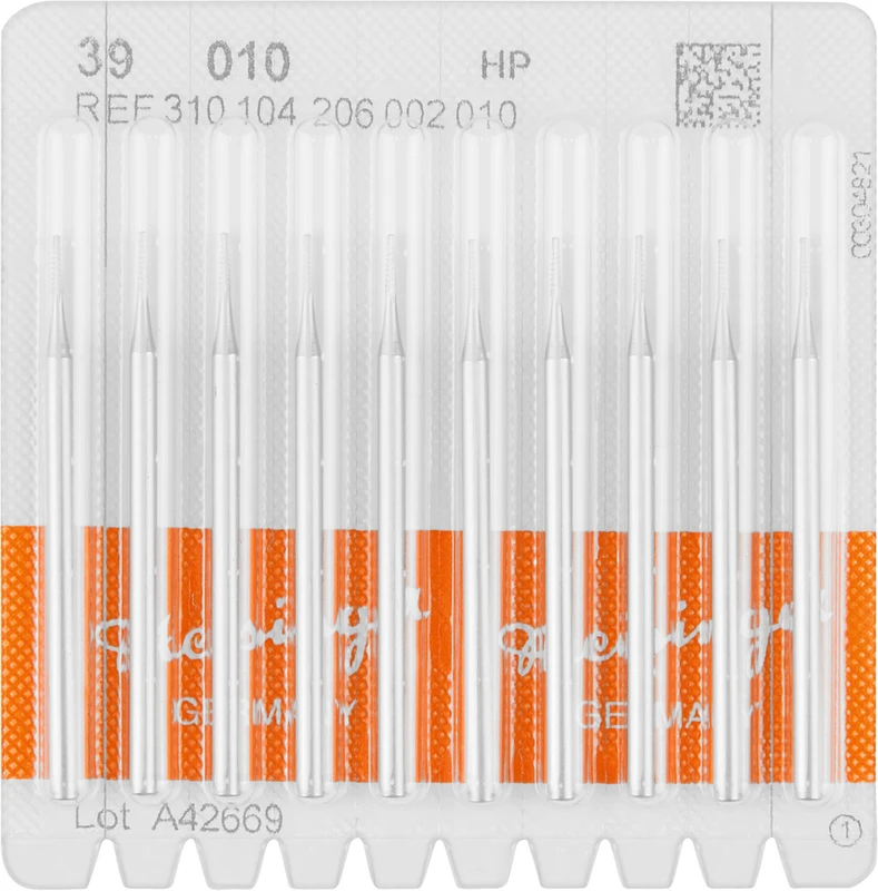 Packung 10 Stück HP, Figur 206 konisch, 4,2 mm, ISO 010 Packung 10 Stück HP, Figur 206 konisch, 4,2 mm, ISO 010