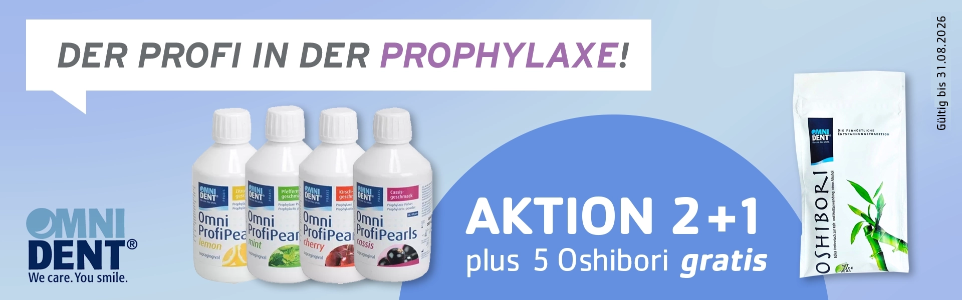 2 + 1 Aktion Omni ProfiPearls plus 5 x Oshibori gratis. Omni ProfiPearls