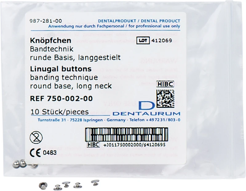 Packung 10 Knöpfchen runde Basis, langgestielt Packung 10 Knöpfchen runde Basis, langgestielt
