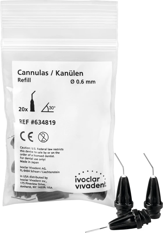 Packung 20 Stück 30° gebogen, Ø 0.6 mm Packung 20 Stück 30° gebogen, Ø 0.6 mm