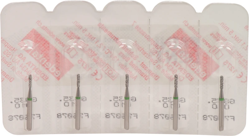 Packung 5 Stück grün grob, FG, Figur 108 Zylinder flach, 4 mm, ISO 010 Packung 5 Stück grün grob, FG, Figur 108 Zylinder flach, 4 mm, ISO 010