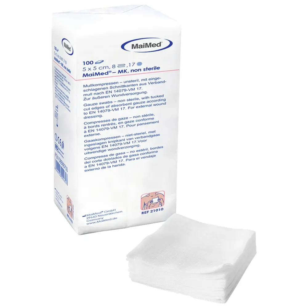 Packung 100 Stück 8-fach, unsteril, 5 x 5 cm Packung 100 Stück 8-fach, unsteril, 5 x 5 cm