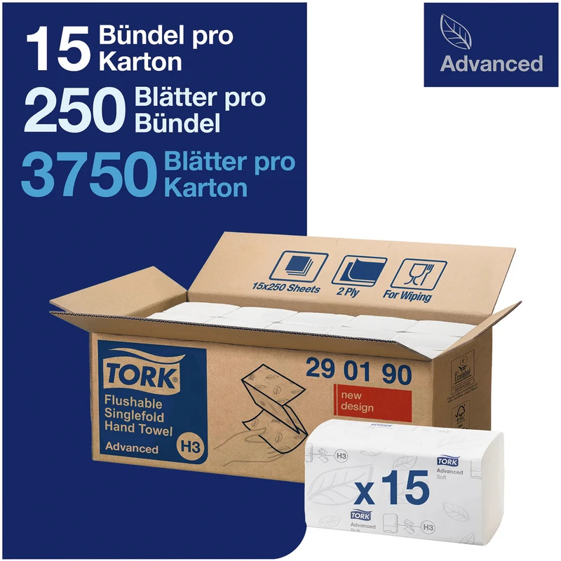 Packung 15 x 250 Stück, 2-lagig, hochweiß, schnellauflösend