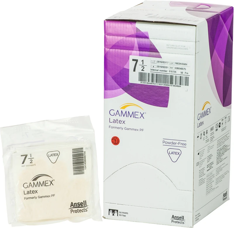 Packung 50 Paar puderfrei, natur, Größe 7,5