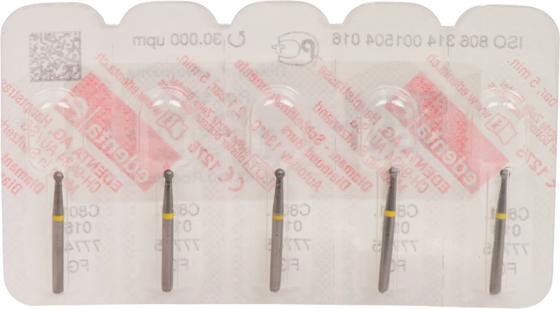 Packung 5 Stück gelb superfein, FG, Figur 001 Kugel, ISO 016 Packung 5 Stück gelb superfein, FG, Figur 001 Kugel, ISO 016