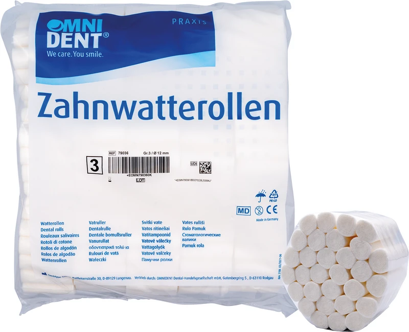 79036 - Zahnwatterollen - Packung 300 g Ø 12 mm, Größe 3