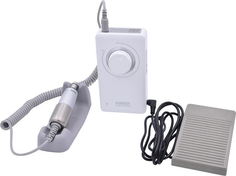 Stück inklusive Ladegerät, Handstück-Ablage, Fußschalter, Steuerbox mit Clip
