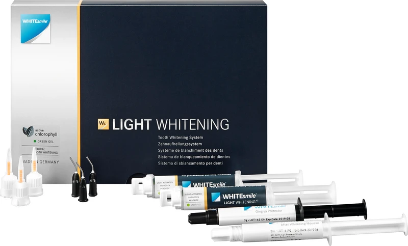 2-Patienten-Kit 2 x 2,5 ml Spritze (gemischt) grün, 1 x 3 g Gingiva Protector, 1 x 3 mal After Whitening Mousse, Zubehör 2-Patienten-Kit 2 x 2,5 ml Spritze (gemischt) grün, 1 x 3 g Gingiva Protector, 1 x 3 mal After Whitening Mousse, Zubehör