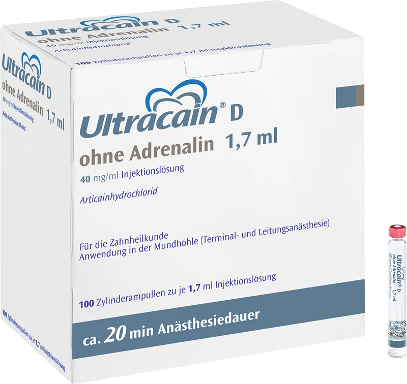 214657 - Ultracain® D ohne Adrenalin - Packung 100 x 1,7 ml Zylinderampulle