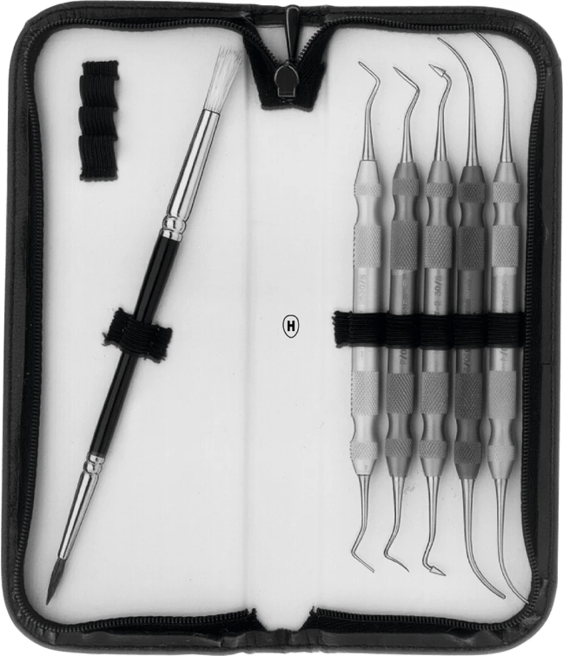 Satz 5 Aufwachsinstrumente, 1 Pinsel, im Etui, HSL 023-15 Satz 5 Aufwachsinstrumente, 1 Pinsel, im Etui, HSL 023-15