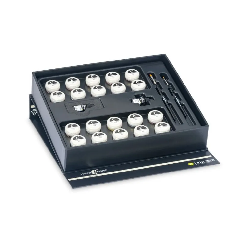 Gingiva Set 20 x 2 ml 2D & 3D Paste, 3 ml Glaze, 2 ml Liquid Cal, 2 x Pinsel, Shade Guide