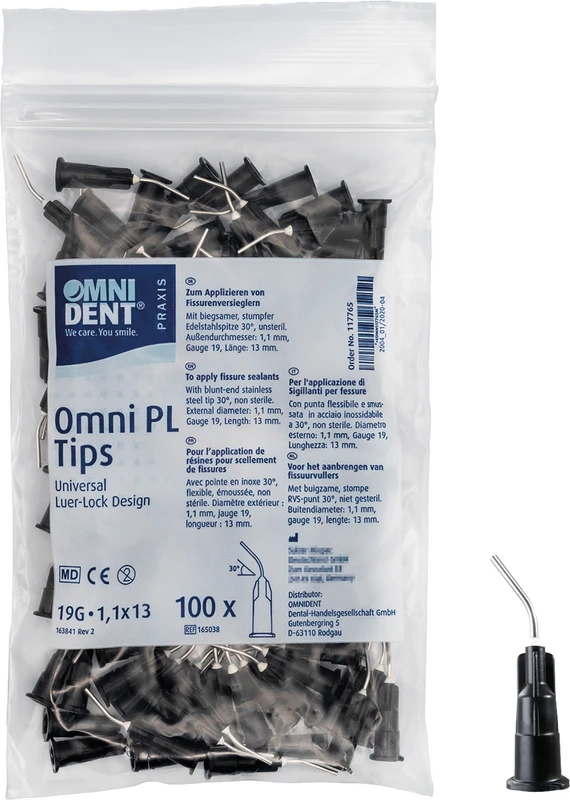 Beutel 100 Stück L 13 mm, Ø 1,1 mm, 30°, G19 Beutel 100 Stück L 13 mm, Ø 1,1 mm, 30°, G19
