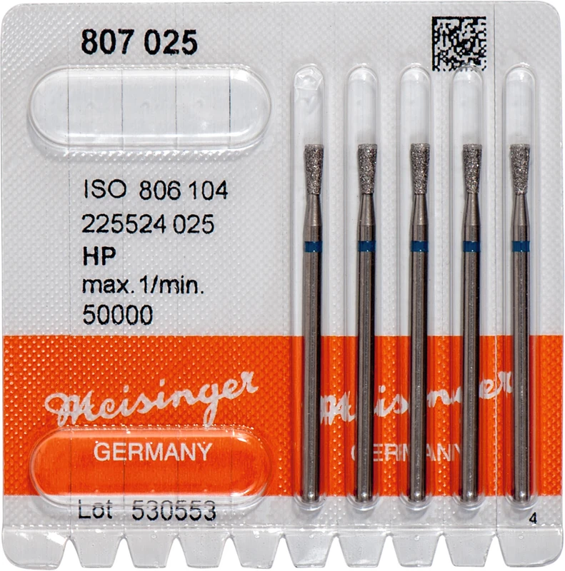 81378 - Diamanten 807 - Packung 5 Stück blau mittel, HP, Figur 225, umgek. Kegel, Kante scharf, 6 mm, ISO 025 81378 - Diamanten 807 - Packung 5 Stück blau mittel, HP, Figur 225, umgek. Kegel, Kante scharf, 6 mm, ISO 025