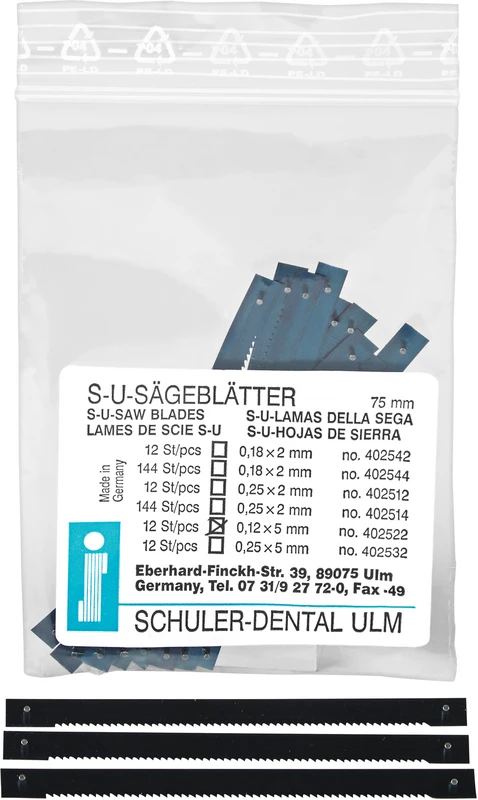 Packung 12 Stück 0,12 x 5 x 75 mm