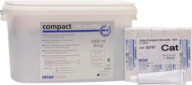 Eco-Set 8 kg Eimer, 5 x 25 ml Tuben cat compact Paste, 2 Dosierlöffel