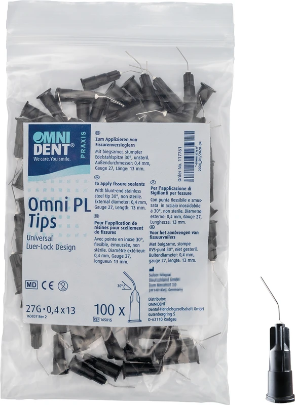 Beutel 100 Stück L 13 mm, Ø 0,4 mm, 30°, G27 Beutel 100 Stück L 13 mm, Ø 0,4 mm, 30°, G27
