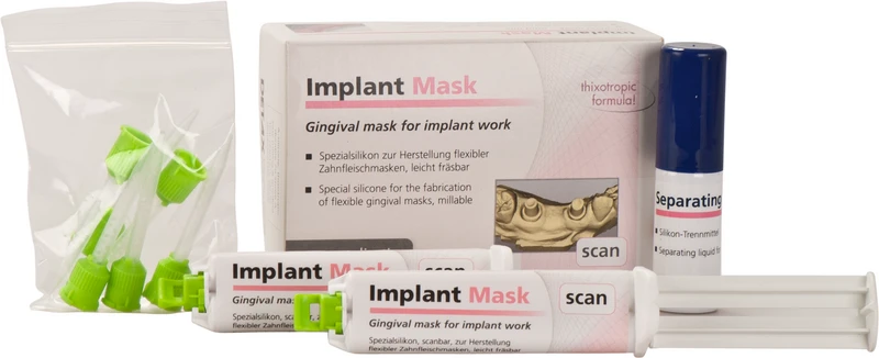 Packung 2 x 10 ml Doppelkartusche mini-mix 1:1 Implant Mask scan, Zubehör